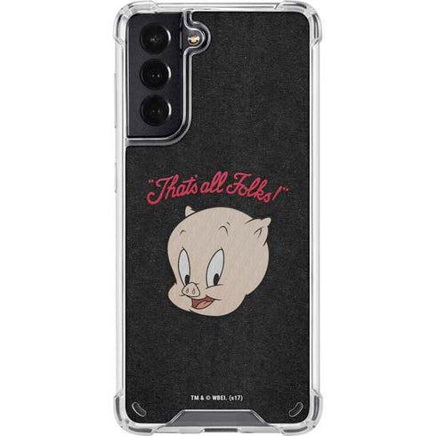 Looney Tunes Porky Pig Thats All Folks Galaxy S21 5G Clear Case
