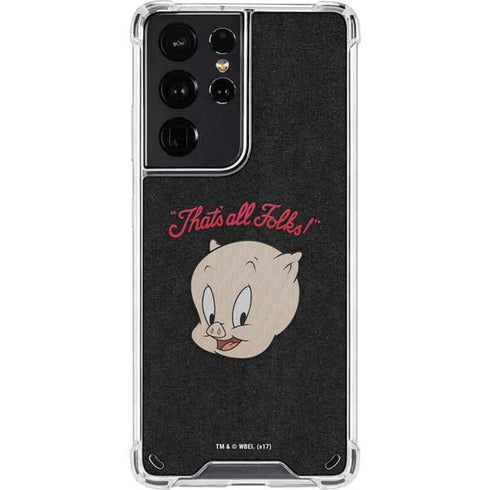 Looney Tunes Porky Pig Thats All Folks Galaxy S21 Ultra 5G Clear Case