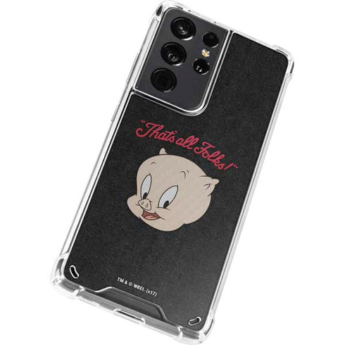 Looney Tunes Porky Pig Thats All Folks Galaxy S21 Ultra 5G Clear Case