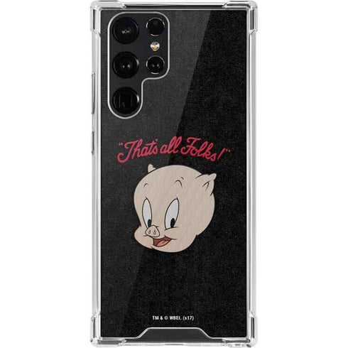 Looney Tunes Porky Pig Thats All Folks Galaxy S22 Ultra Clear Case