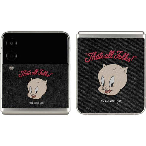 Looney Tunes Porky Pig Thats All Folks Galaxy Z Flip3 5G Skin