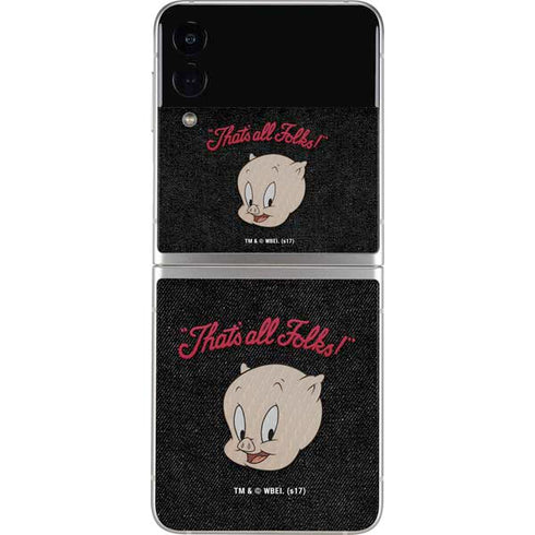 Looney Tunes Porky Pig Thats All Folks Galaxy Z Flip3 5G Skin