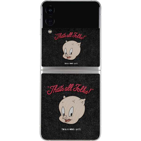 Looney Tunes Porky Pig Thats All Folks Galaxy Z Flip4 5G Skin
