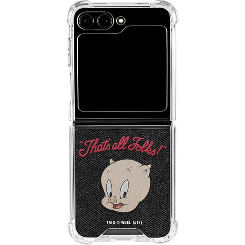 Looney Tunes Porky Pig Thats All Folks Galaxy Z Flip5 5G Clear Case