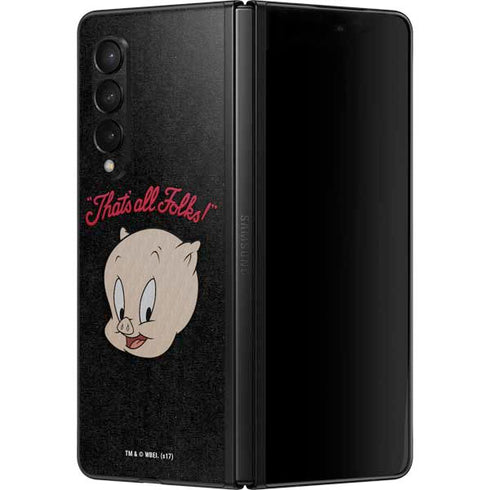 Looney Tunes Porky Pig Thats All Folks Galaxy Z Fold3 5G Skin