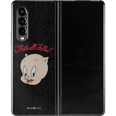 Looney Tunes Porky Pig Thats All Folks Galaxy Z Fold3 5G Skin