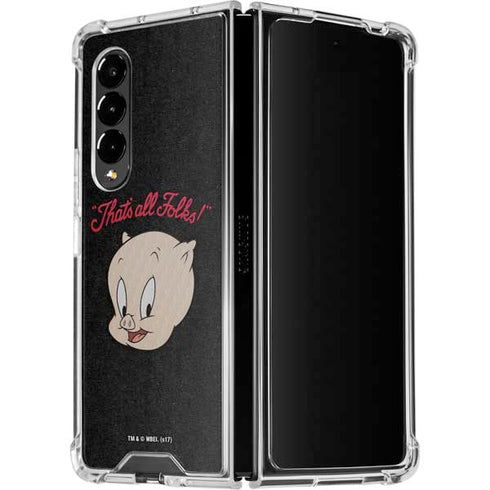 Looney Tunes Porky Pig Thats All Folks Galaxy Z Fold4 5G Clear Case