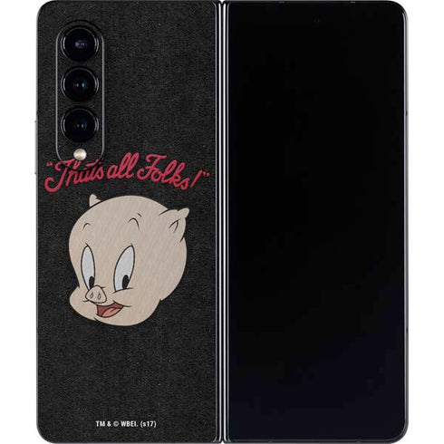 Looney Tunes Porky Pig Thats All Folks Galaxy Z Fold4 5G Skin