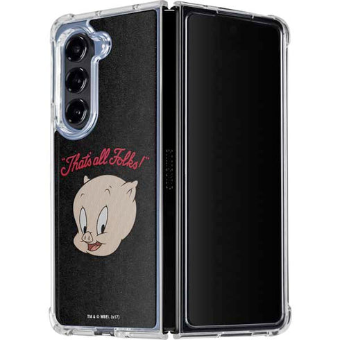 Looney Tunes Porky Pig Thats All Folks Galaxy Z Fold5 5G Clear Case