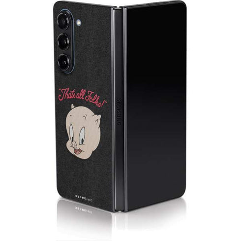 Looney Tunes Porky Pig Thats All Folks Galaxy Z Fold5 5G Skin