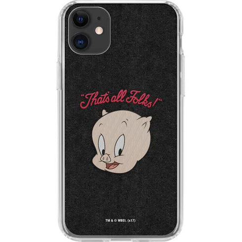 Looney Tunes Porky Pig Thats All Folks iPhone 11 Clear Case