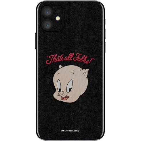 Looney Tunes Porky Pig Thats All Folks iPhone 11 Skin