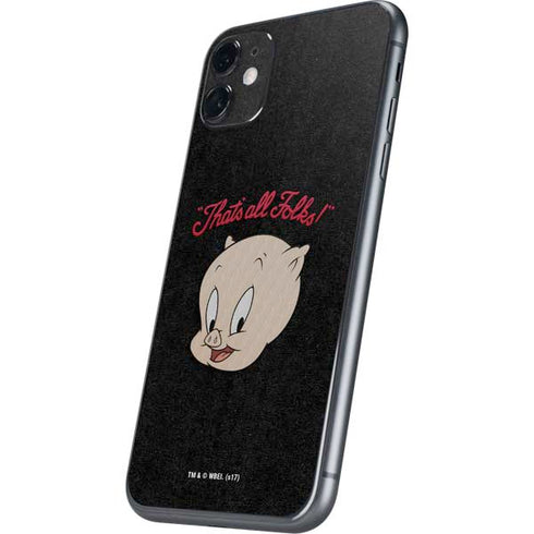 Looney Tunes Porky Pig Thats All Folks iPhone 11 Skin