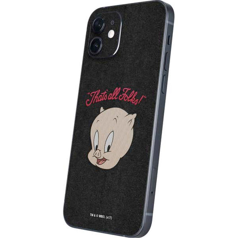 Looney Tunes Porky Pig Thats All Folks iPhone 12 Skin