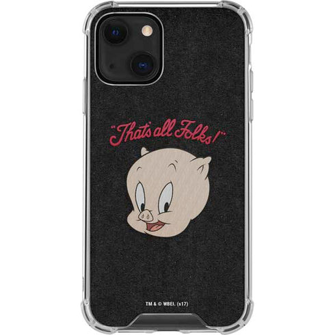 Looney Tunes Porky Pig Thats All Folks iPhone 13 Mini Clear Case