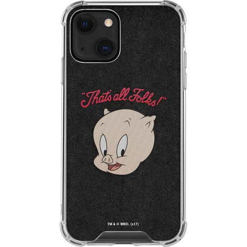 Looney Tunes Porky Pig Thats All Folks iPhone 14 Plus Clear Case