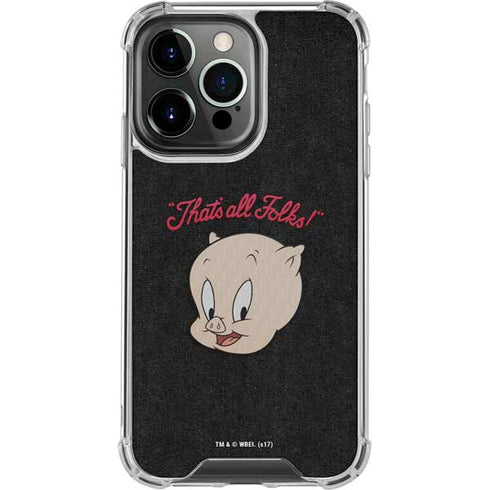 Looney Tunes Porky Pig Thats All Folks iPhone 14 Pro Clear Case