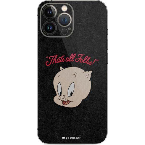 Looney Tunes Porky Pig Thats All Folks iPhone 14 Pro Max Skin