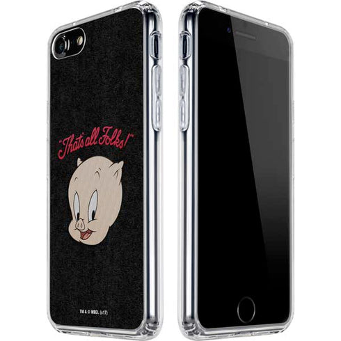 Looney Tunes Porky Pig Thats All Folks iPhone SE (2nd & 3rd Gen) Clear Case