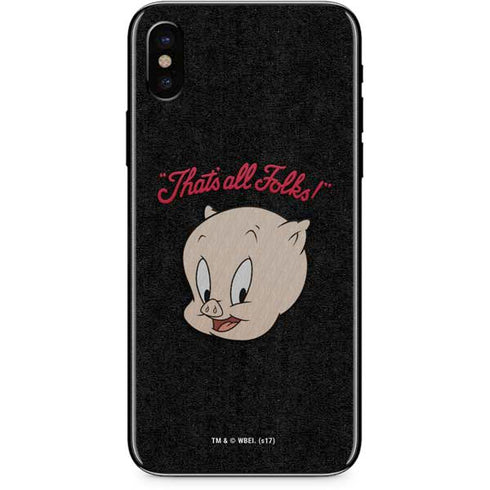 Looney Tunes Porky Pig Thats All Folks iPhone X Skin