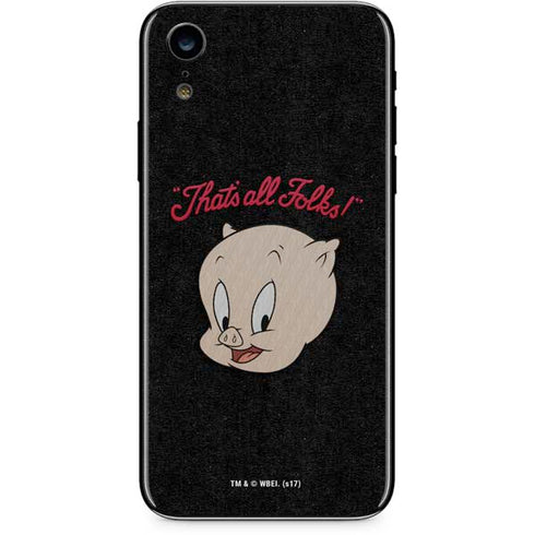Looney Tunes Porky Pig Thats All Folks iPhone XR Skin