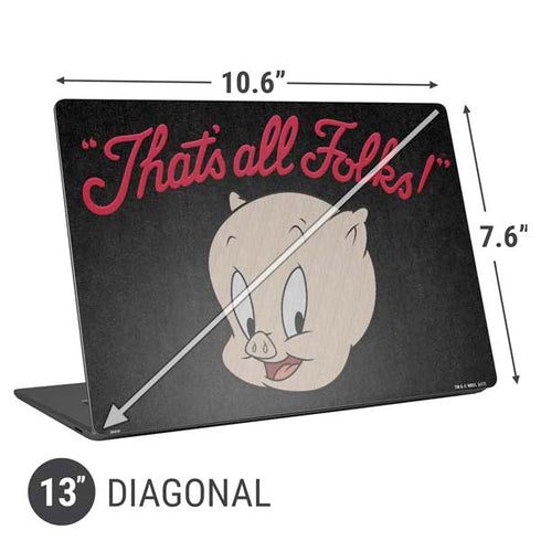 Looney Tunes Porky Pig Thats All Folks Universal Laptop 13in (10.6 x 7.6in) Skin