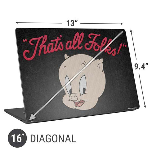 Looney Tunes Porky Pig Thats All Folks Universal Laptop 16in (13 x 9.4in) Skin