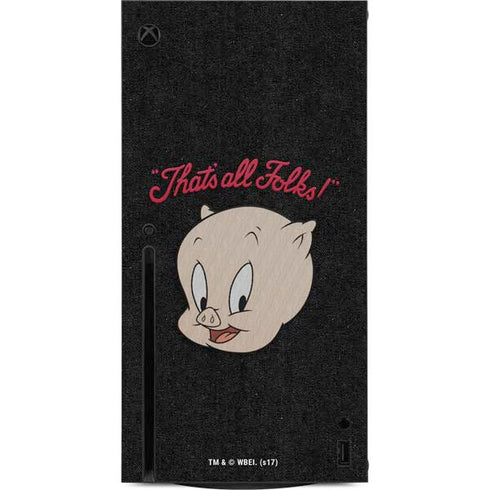 Looney Tunes Porky Pig Thats All Folks Xbox Series X Console Skin