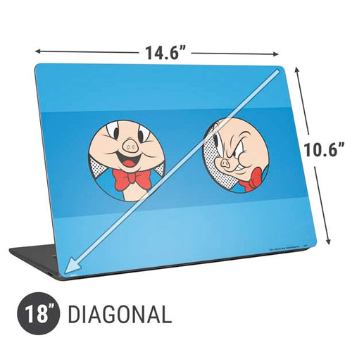 Looney Tunes Porky Pig Two Circles Universal Laptop 18in (14.6 x 10.6in) Skin