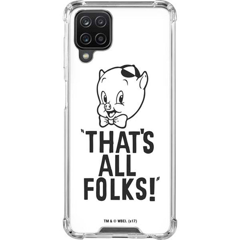 Looney Tunes Porky Thats All Folks Grid Galaxy A12 Clear Case