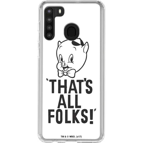 Looney Tunes Porky Thats All Folks Grid Galaxy A21 Clear Case