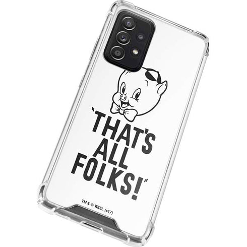 Looney Tunes Porky Thats All Folks Grid Galaxy A72 5G Clear Case