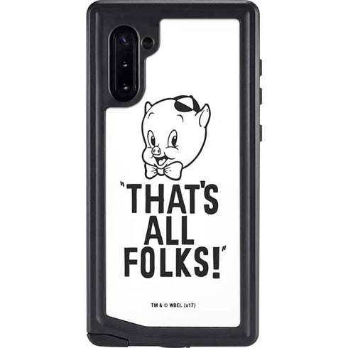 Looney Tunes Porky Thats All Folks Grid Galaxy Note 10 Waterproof Case