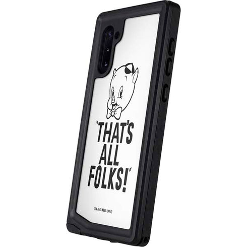 Looney Tunes Porky Thats All Folks Grid Galaxy Note 10 Waterproof Case