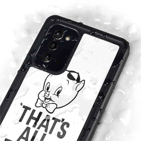 Looney Tunes Porky Thats All Folks Grid Galaxy Note20 5G Waterproof Case