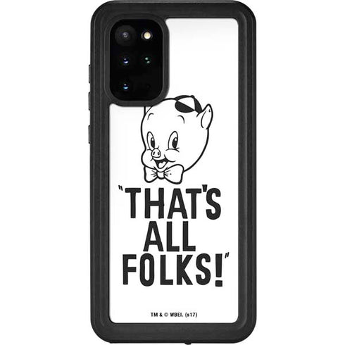 Looney Tunes Porky Thats All Folks Grid Galaxy S20 Plus Waterproof Case