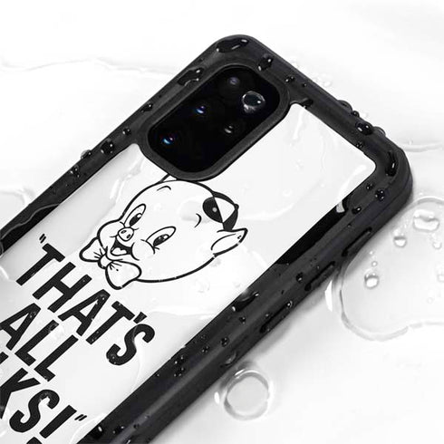 Looney Tunes Porky Thats All Folks Grid Galaxy S20 Plus Waterproof Case