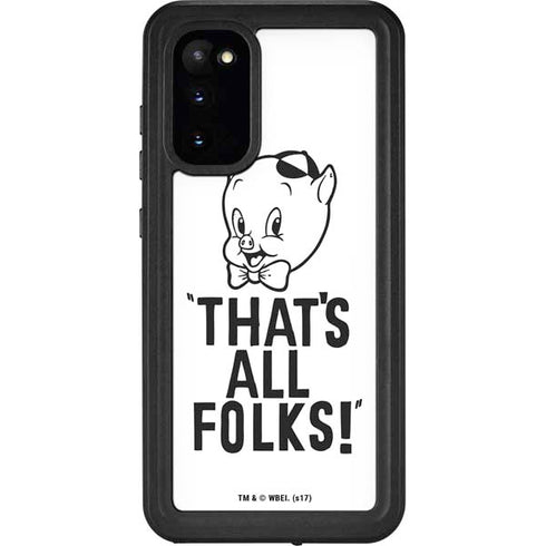 Looney Tunes Porky Thats All Folks Grid Galaxy S20 Waterproof Case