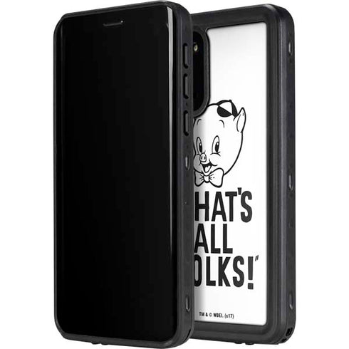 Looney Tunes Porky Thats All Folks Grid Galaxy S20 Waterproof Case