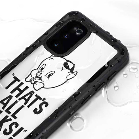 Looney Tunes Porky Thats All Folks Grid Galaxy S20 Waterproof Case