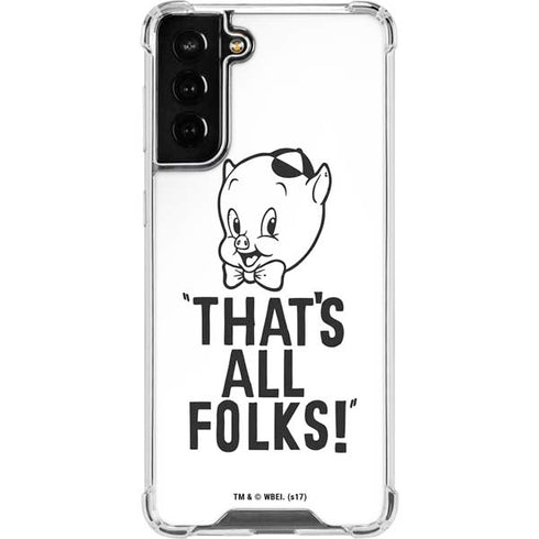Looney Tunes Porky Thats All Folks Grid Galaxy S21 FE Clear Case