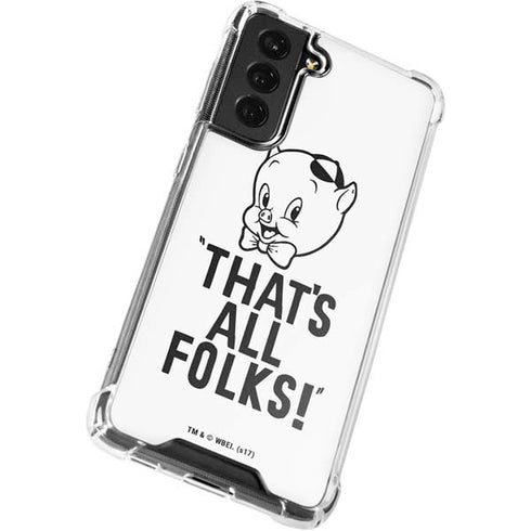Looney Tunes Porky Thats All Folks Grid Galaxy S21 FE Clear Case