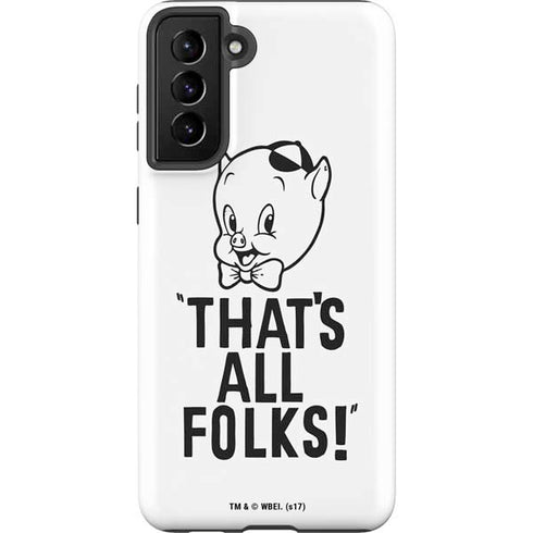 Looney Tunes Porky Thats All Folks Grid Galaxy S21 Plus 5G Pro Case