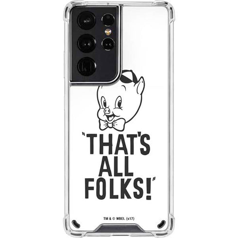 Looney Tunes Porky Thats All Folks Grid Galaxy S21 Ultra 5G Clear Case