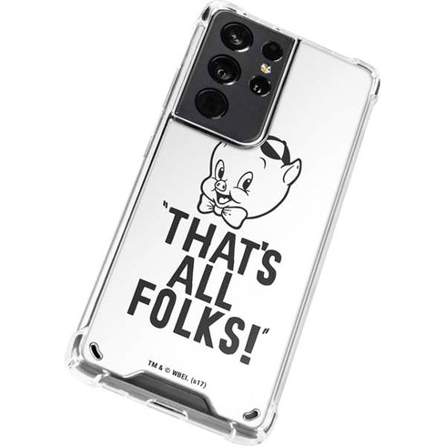 Looney Tunes Porky Thats All Folks Grid Galaxy S21 Ultra 5G Clear Case