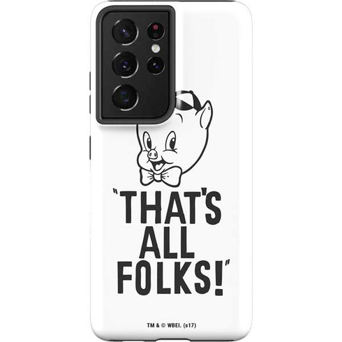 Looney Tunes Porky Thats All Folks Grid Galaxy S21 Ultra 5G Pro Case