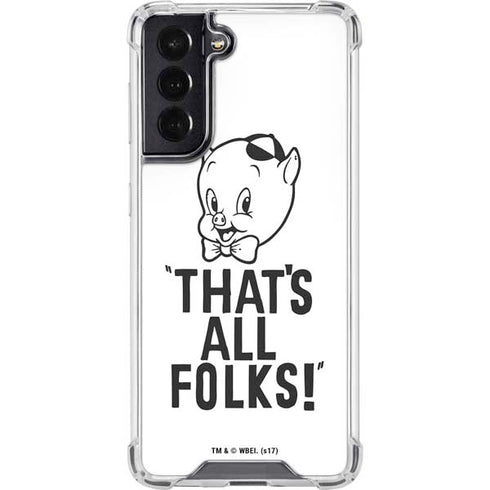 Looney Tunes Porky Thats All Folks Grid Galaxy S22 Clear Case
