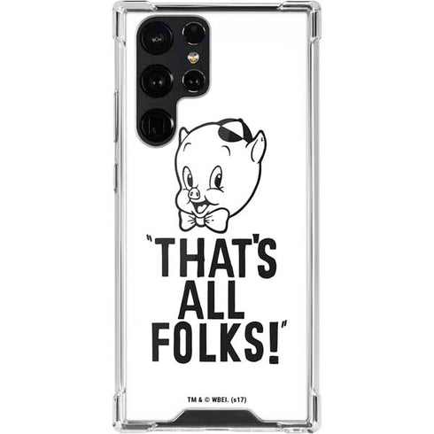 Looney Tunes Porky Thats All Folks Grid Galaxy S22 Ultra Clear Case