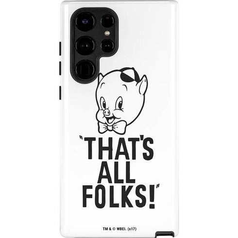 Looney Tunes Porky Thats All Folks Grid Galaxy S22 Ultra Pro Case