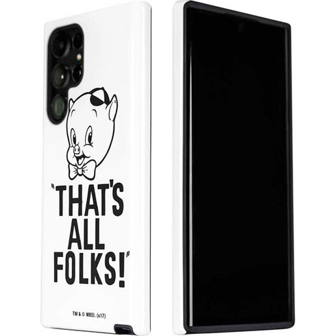 Looney Tunes Porky Thats All Folks Grid Galaxy S22 Ultra Pro Case